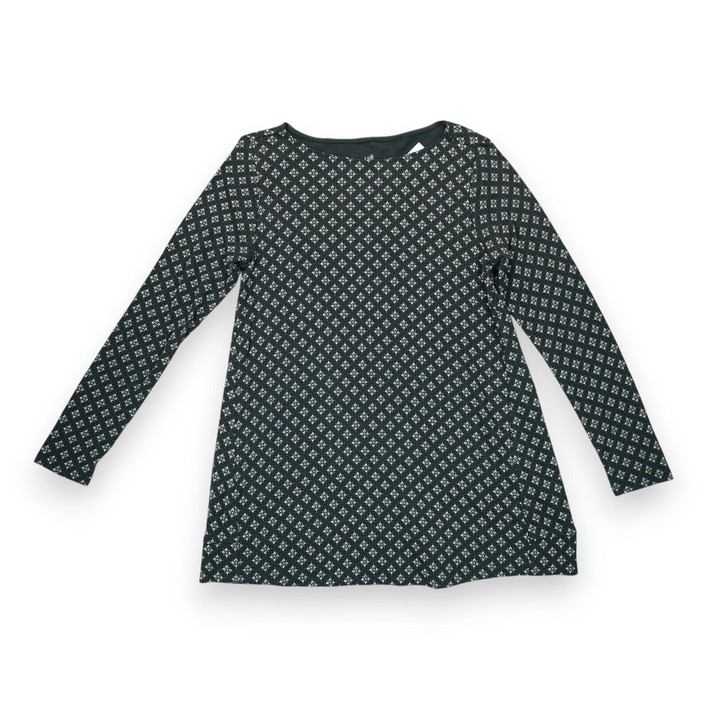 NWT J. Jill Pima Boat Neck Tunic‎ Women's 100% Pima Cotton Long Sleeve Floral M